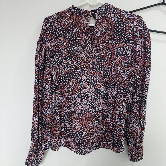 NEW Banana Republic PRINT BISHOP-SLEEVE TOP, Size M - Picture 4 of 14